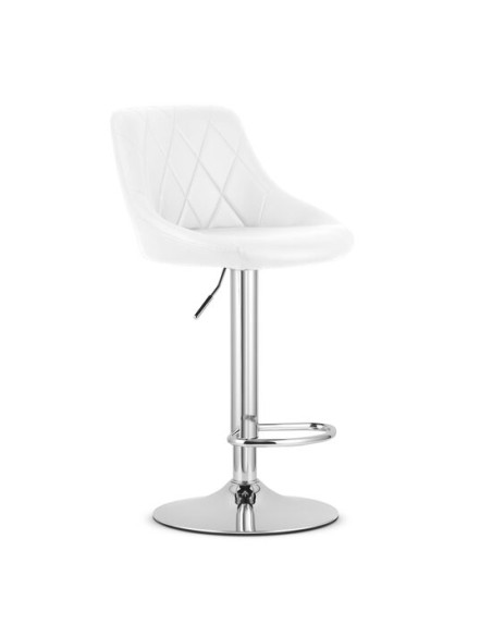 Scaun de bucatarie/bar, Artool, Kast, rotativ, piele ecologica, alb si argintiu, 45.5x48.5x85-105 cm
