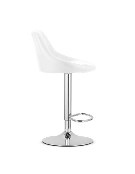 Scaun de bucatarie/bar, Artool, Kast, rotativ, piele ecologica, alb si argintiu, 45.5x48.5x85-105 cm