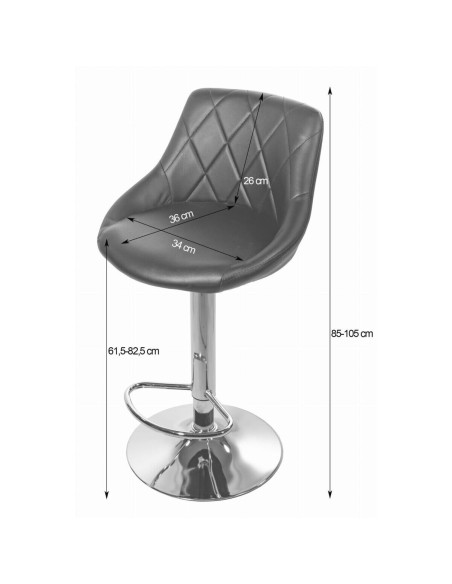 Scaun de bucatarie/bar, Artool, Kast, rotativ, piele ecologica, alb si argintiu, 45.5x48.5x85-105 cm
