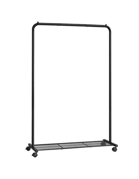 Suport mobil cu roti pentru haine, Artool, cu raft incaltaminte, otel, negru, max 40 kg, 90.5x40.5x158 cm