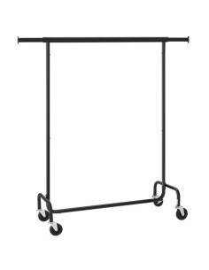 Suport mobil cu roti pentru haine, Artool, reglabil, otel, negru, max 136 kg, 110-150x45x160 cm