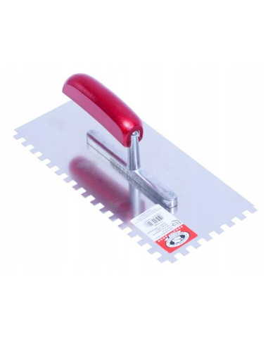 Gletiera inox, Olejnik, zimti, 12x12 mm, maner lemn,13x28 cm, Rosu