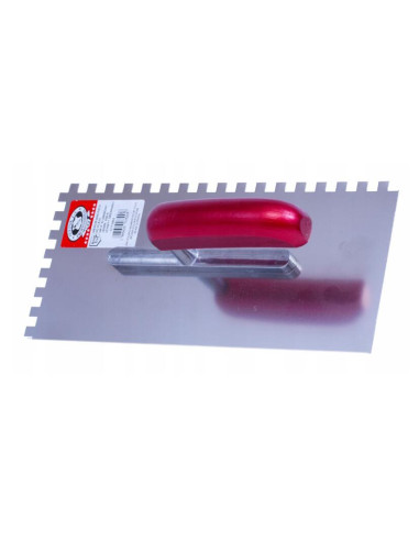 Gletiera inox, Olejnik, zimti, 12x12 mm, maner lemn,13x28 cm, Rosu