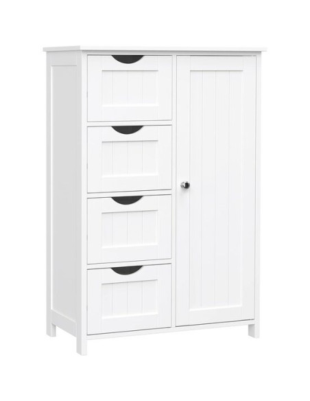 Dulap baie, Artool, MDF, 2 rafturi, 4 sertare, 1 usa, alb, 55x30x82 cm
