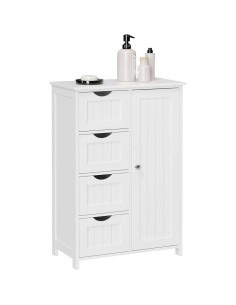 Dulap baie, Artool, MDF, 2 rafturi, 4 sertare, 1 usa, alb, 55x30x82 cm 2