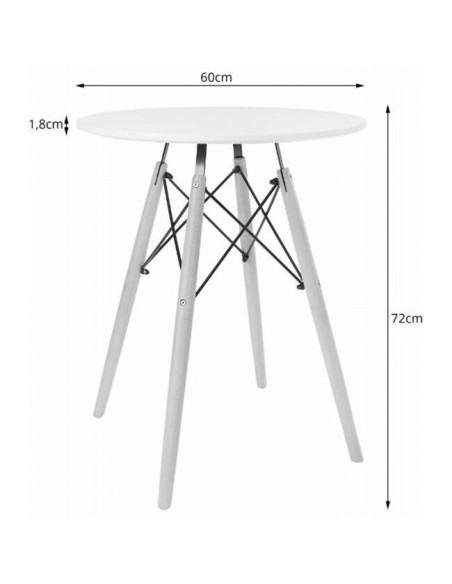 Set masa rotunda stil scandinav + 2 scaune Lago catifea, Artool, MDF si lemn, alb si roz, 60x72 cm