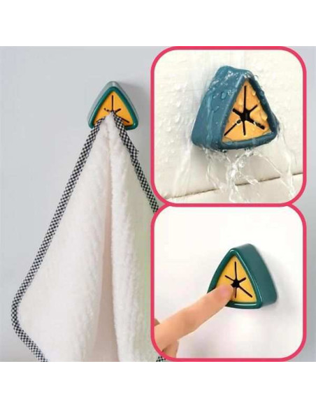 Set 10 Agatatori pentru Prosoape, Mercaton, Autoadezive, Impermeabile, Montaj pe Perete, Sistem Push Free, Verde