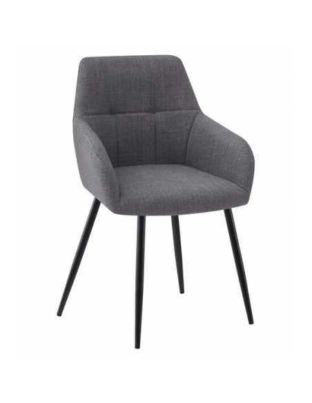Scaun stil fotoliu bucatarie/living, Artool, Beni, stofa, metal, gri inchis si negru, 57x59x85 cm