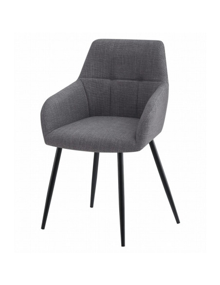 Scaun stil fotoliu bucatarie/living, Artool, Beni, stofa, metal, gri inchis si negru, 57x59x85 cm