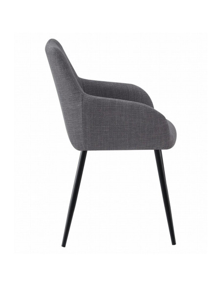 Scaun stil fotoliu bucatarie/living, Artool, Beni, stofa, metal, gri inchis si negru, 57x59x85 cm