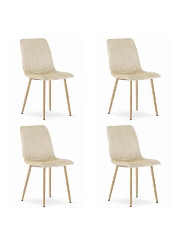 Set 4 scaune bucatarie/living, Artool, Lava, catifea, metal, bej deschis, 45x55x86 cm