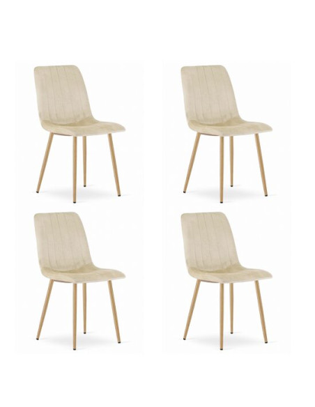 Set 4 scaune bucatarie/living, Artool, Lava, catifea, metal, bej deschis, 45x55x86 cm