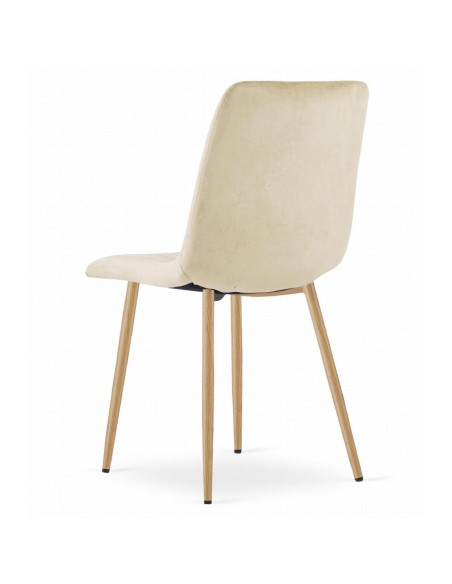 Set 4 scaune bucatarie/living, Artool, Lava, catifea, metal, bej deschis, 45x55x86 cm