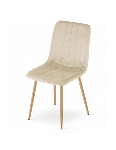 Set 4 scaune bucatarie/living, Artool, Lava, catifea, metal, bej deschis, 45x55x86 cm