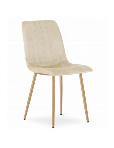 Set 4 scaune bucatarie/living, Artool, Lava, catifea, metal, bej deschis, 45x55x86 cm