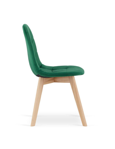Set 4 scaune bucatarie/living, Artool, Bora, catifea, lemn, verde, 44.5x54x81.5 cm