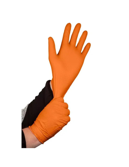 Manusi nitril, unica folosinta, portocaliu, set 50 buc, marimea M, NEO