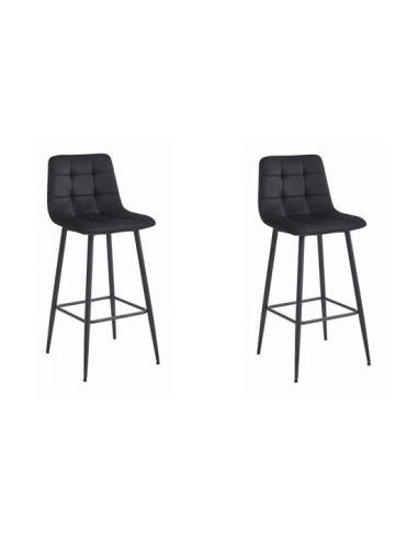 Set 2 scaune de bucatarie/bar, Artool, Arceto, catifea, otel, negru, 43.5x32.5x104 cm