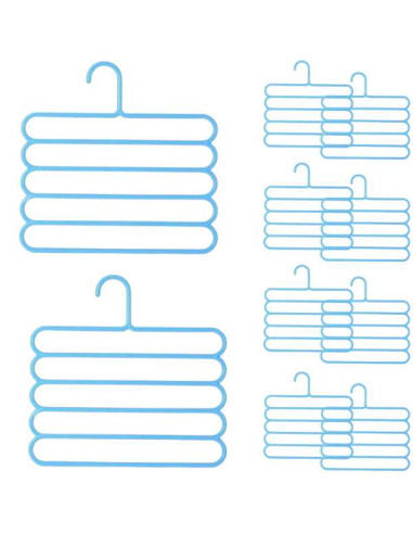 Set 20 Umerase Mercaton din Plastic, cu 5 Pozitii, Pentru Pantaloni, Fuste sau Cravate, 31 x 31 cm, Albastru