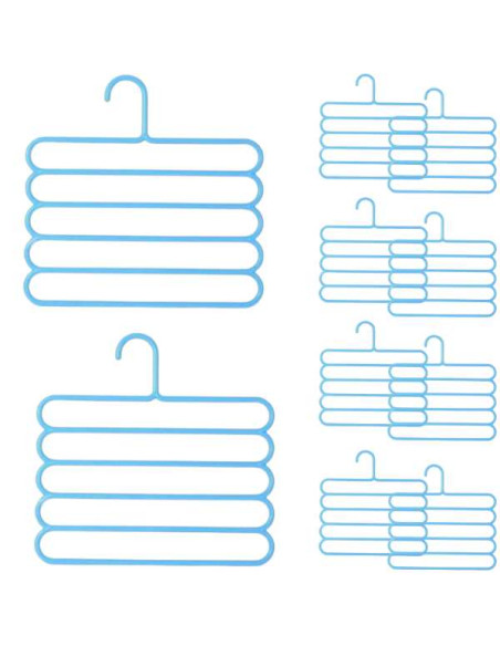 Set 20 Umerase Mercaton din Plastic, cu 5 Pozitii, Pentru Pantaloni, Fuste sau Cravate, 31 x 31 cm, Albastru