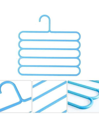 Set 20 Umerase Mercaton din Plastic, cu 5 Pozitii, Pentru Pantaloni, Fuste sau Cravate, 31 x 31 cm, Albastru