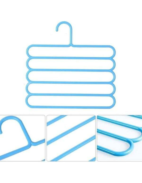 Set 20 Umerase Mercaton din Plastic, cu 5 Pozitii, Pentru Pantaloni, Fuste sau Cravate, 31 x 31 cm, Albastru