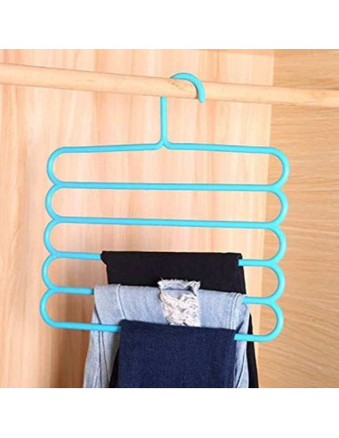 Set 20 Umerase Mercaton din Plastic, cu 5 Pozitii, Pentru Pantaloni, Fuste sau Cravate, 31 x 31 cm, Albastru