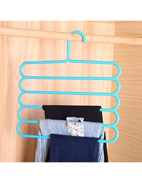Set 20 Umerase Mercaton din Plastic, cu 5 Pozitii, Pentru Pantaloni, Fuste sau Cravate, 31 x 31 cm, Albastru