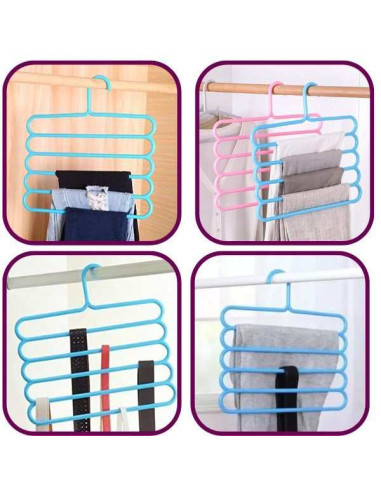 Set 20 Umerase Mercaton din Plastic, cu 5 Pozitii, Pentru Pantaloni, Fuste sau Cravate, 31 x 31 cm, Albastru