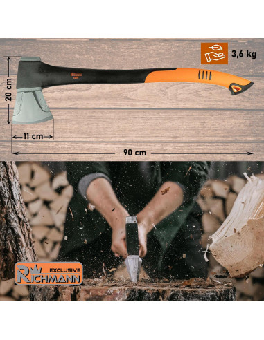 Topor pentru despicat, coada fibra, 2 kg, profesional, Richmann Exclusive