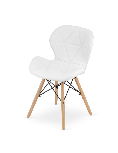 Set 4 scaune stil scandinav, Artool, Lago, piele ecologica, lemn, alb, 47x38x73 cm