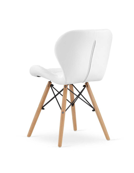 Set 4 scaune stil scandinav, Artool, Lago, piele ecologica, lemn, alb, 47x38x73 cm