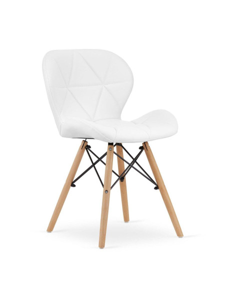 Set 4 scaune stil scandinav, Artool, Lago, piele ecologica, lemn, alb, 47x38x73 cm