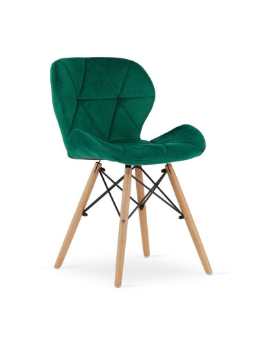 Set 4 scaune stil scandinav, Artool, Lago, catifea, lemn, verde, 48x43x74 cm