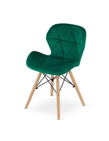 Set 4 scaune stil scandinav, Artool, Lago, catifea, lemn, verde, 48x43x74 cm