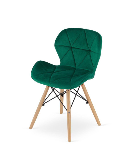Set 4 scaune stil scandinav, Artool, Lago, catifea, lemn, verde, 48x43x74 cm