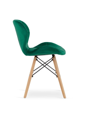 Set 4 scaune stil scandinav, Artool, Lago, catifea, lemn, verde, 48x43x74 cm