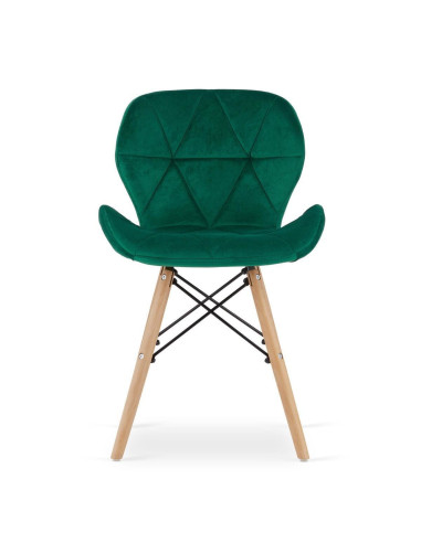 Set 4 scaune stil scandinav, Artool, Lago, catifea, lemn, verde, 48x43x74 cm