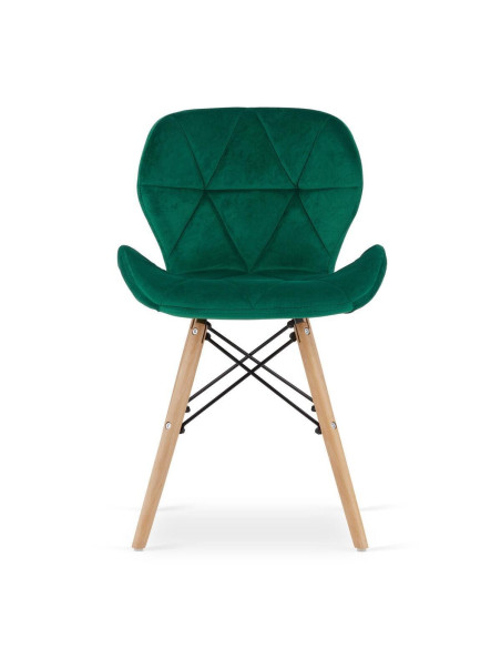 Set 4 scaune stil scandinav, Artool, Lago, catifea, lemn, verde, 48x43x74 cm