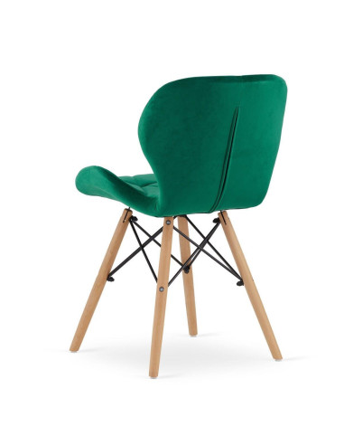 Set 4 scaune stil scandinav, Artool, Lago, catifea, lemn, verde, 48x43x74 cm