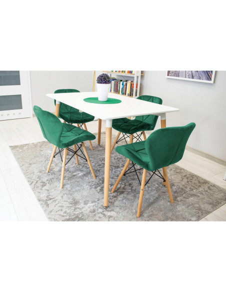 Set 4 scaune stil scandinav, Artool, Lago, catifea, lemn, verde, 48x43x74 cm