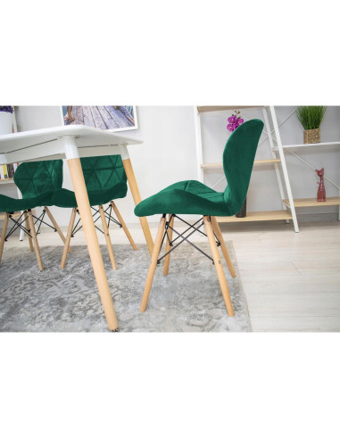 Set 4 scaune stil scandinav, Artool, Lago, catifea, lemn, verde, 48x43x74 cm