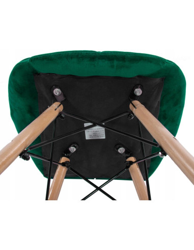 Set 4 scaune stil scandinav, Artool, Lago, catifea, lemn, verde, 48x43x74 cm
