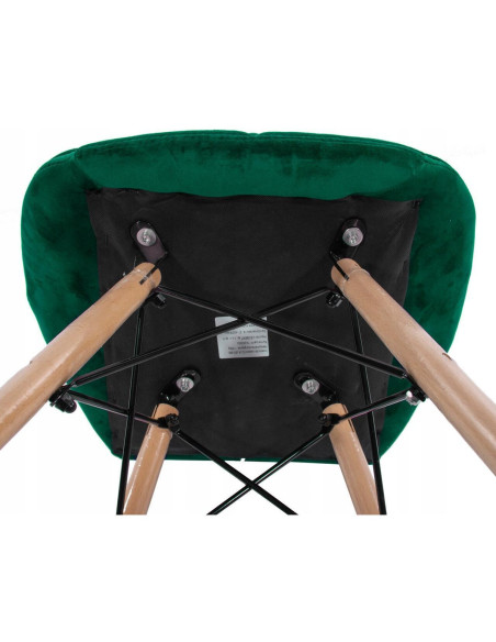 Set 4 scaune stil scandinav, Artool, Lago, catifea, lemn, verde, 48x43x74 cm