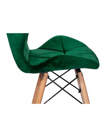 Set 4 scaune stil scandinav, Artool, Lago, catifea, lemn, verde, 48x43x74 cm