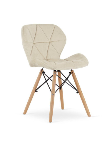Set 4 scaune stil scandinav, Artool, Lago, catifea, lemn, bej, 47x52x74 cm