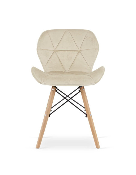 Set 4 scaune stil scandinav, Artool, Lago, catifea, lemn, bej, 47x52x74 cm
