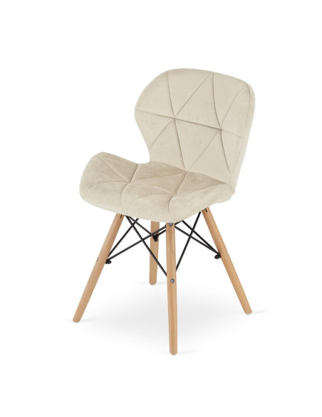 Set 4 scaune stil scandinav, Artool, Lago, catifea, lemn, bej, 47x52x74 cm