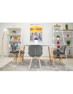 Set 4 scaune stil scandinav, Artool, Lago Velvet, catifea, lemn, gri, 47x36x73.5 cm 2