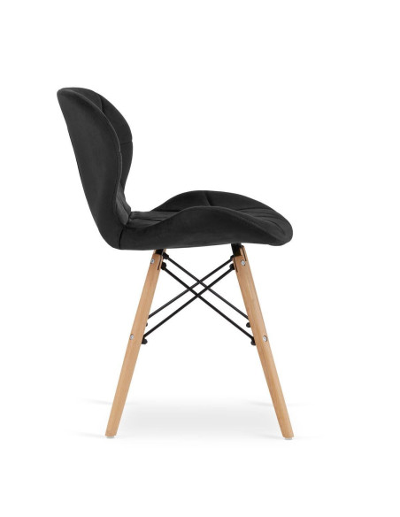 Set 4 scaune stil scandinav, Artool, Lago, catifea, lemn, negru, 48x43x74 cm